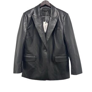 Endless Rose Faux Leather Pu Oversized Single Button Black Blazer Size Large